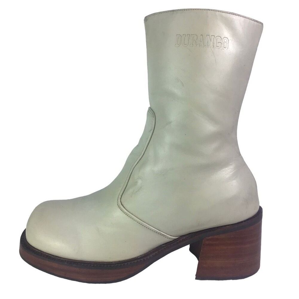 Durango Madden Style Vintage 90s Y2K Bratz Chunky White Cream Platform Boots 9 - Picture 5 of 11